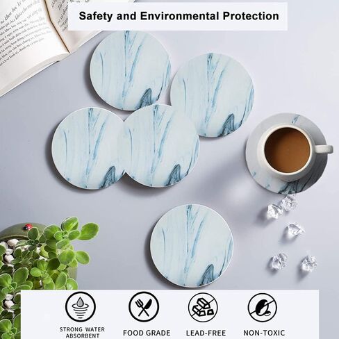 YumSur Drink Coasters Set of 6 Absorbent Ceramic Stone Coasters with Cork Bottom，Flower Heat and Scratch Resistance Decorative Drink Mats Coasters Cup Coasters in Saudi Arabia
