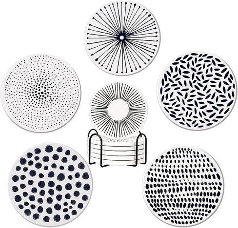 YumSur Drink Coasters Set of 6 Absorbent Ceramic Stone Coasters with Cork Bottom，Flower Heat and Scratch Resistance Decorative Drink Mats Coasters Cup Coasters in Saudi Arabia