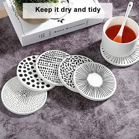 YumSur Drink Coasters Set of 6 Absorbent Ceramic Stone Coasters with Cork Bottom，Flower Heat and Scratch Resistance Decorative Drink Mats Coasters Cup Coasters in Saudi Arabia