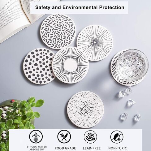 YumSur Drink Coasters Set of 6 Absorbent Ceramic Stone Coasters with Cork Bottom，Flower Heat and Scratch Resistance Decorative Drink Mats Coasters Cup Coasters in Saudi Arabia
