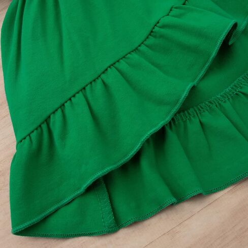 Noubeau Toddler Baby Girl St.Patrick's Day Outfits Ruffle Top Long Sleeve Dress Clover Print Flared Pants+Scarf 3Pcs Clothes in Saudi Arabia
