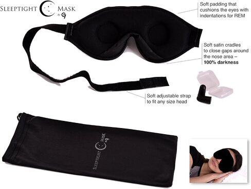 Sleep Mask Blindfold Eye Shades - 100% Light Blocking - Blackout Sleeping Mask is Comfortable for Relaxation Migraines Insomnia - Travel Eye Mask is Soft with Ear Plugs in Saudi Arabia