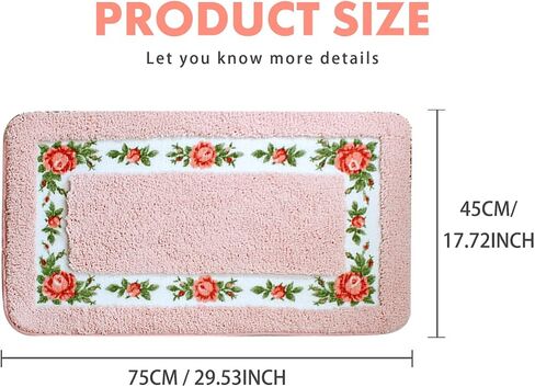 Barelove Rose Floral Area Rugs Ultra Soft Low Pile Shag Rug, Non Slip Washable Modern Floor Mat Pad for Living Room Bedroom Bathroom Dorm Kitchen Entryway 19.7 X 23.6 INCH (Heart, Green) in Kuwait