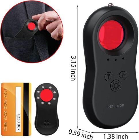 PAKESI Hidden Camera Detector,Pocket Sized Anti Spy Camera Finder Locates Hidden Camera,Chargeable Anti Theft Alarm with LED Flashlights for Home Office Travel -(Mini Black) in Kuwait