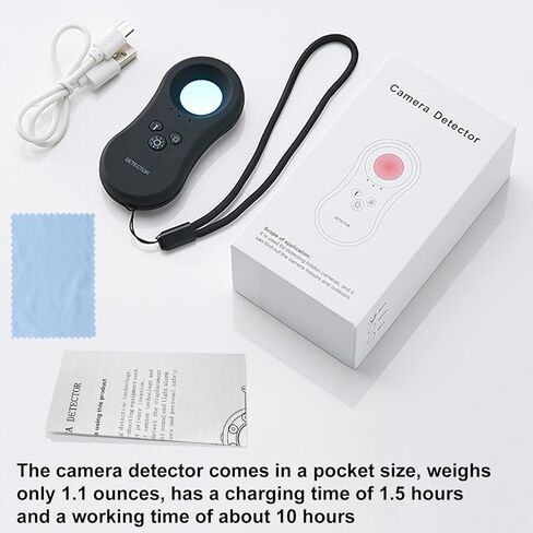 PAKESI Hidden Camera Detector,Pocket Sized Anti Spy Camera Finder Locates Hidden Camera,Chargeable Anti Theft Alarm with LED Flashlights for Home Office Travel -(Mini Black) in Kuwait