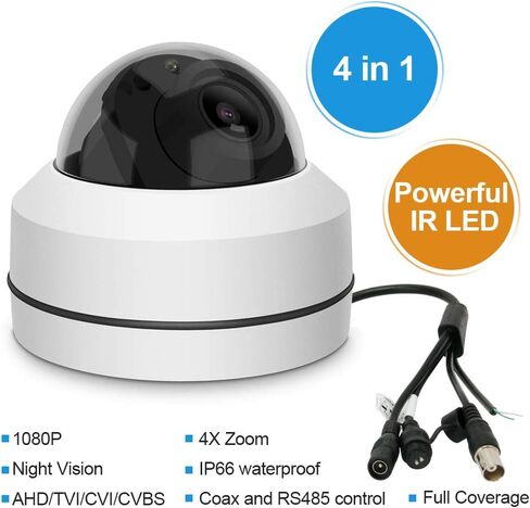 كاميرا LEFTEK التناظرية PTZ خارجية صغيرة RS485 HD 1080P 4X تكبير AHD/TVI/CVI/CVBS كاميرا CCTV بتحكم محوري مع رؤية ليلية 65 قدم IP66 مقاومة للماء ومضادة للانفجار in Kuwait