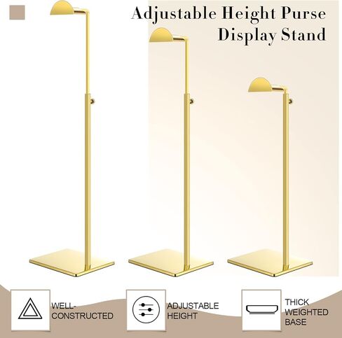 Maitys 8 Pack Gold Purse Display Stands Stainless Steel Adjustable Height Bags Display Rack Metal Handbag Display Holder Set for Home Store Boutique Counter Retail Floor Display Props Shelves in Saudi Arabia