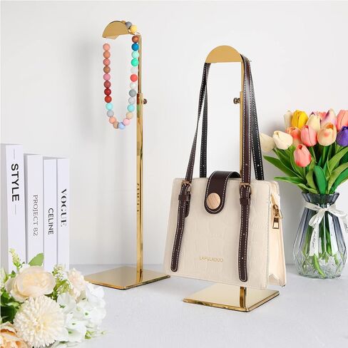 Maitys 8 Pack Gold Purse Display Stands Stainless Steel Adjustable Height Bags Display Rack Metal Handbag Display Holder Set for Home Store Boutique Counter Retail Floor Display Props Shelves in Saudi Arabia