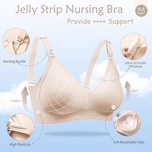 Nursing Bras for Breastfeeding Bras for Women Jelly Strip Support Maternity Bras for Pregnancy Comfortable Bralettes in Kuwait