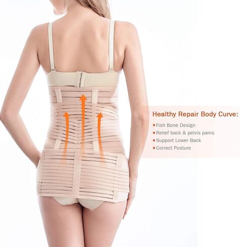 TiRain 2 في 1 بعد الولادة، حزام الخصر والحوض، حزام على شكل حرف C بعد الحمل، دعم الظهر والبطن، حزام التعافي، ملابس داخلية Fajas Postparto (أسود US14-18) in Kuwait
