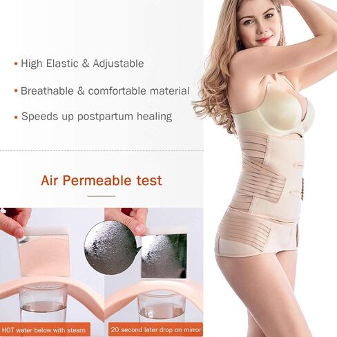 TiRain 2 في 1 بعد الولادة، حزام الخصر والحوض، حزام على شكل حرف C بعد الحمل، دعم الظهر والبطن، حزام التعافي، ملابس داخلية Fajas Postparto (أسود US14-18) in Kuwait