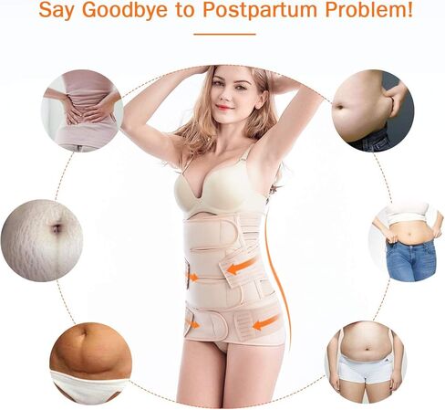 TiRain 2 في 1 بعد الولادة، حزام الخصر والحوض، حزام على شكل حرف C بعد الحمل، دعم الظهر والبطن، حزام التعافي، ملابس داخلية Fajas Postparto (أسود US14-18) in Kuwait