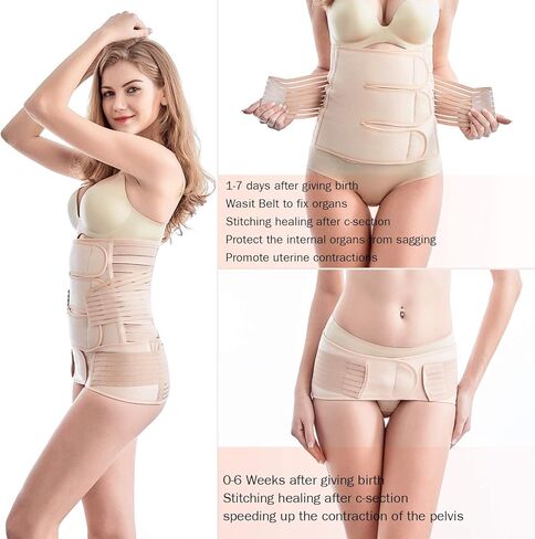 TiRain 2 في 1 بعد الولادة، حزام الخصر والحوض، حزام على شكل حرف C بعد الحمل، دعم الظهر والبطن، حزام التعافي، ملابس داخلية Fajas Postparto (أسود US14-18) in Kuwait