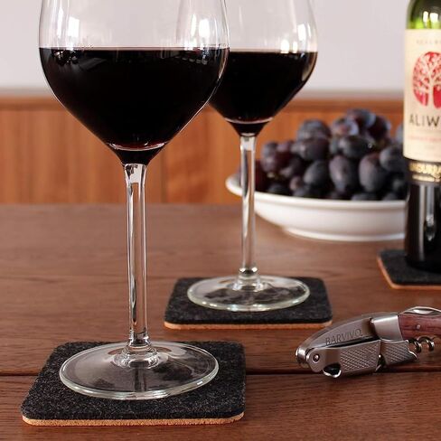 Barvivo Coasters for Drinks Absorbent- 8 Pcs Square Coasters for Coffee Table - Double Sided Felt & Cork Drink Coasters for Tabletop Protection - Suitable for Drinks, Coffee & All Table Types - Brown in Saudi Arabia
