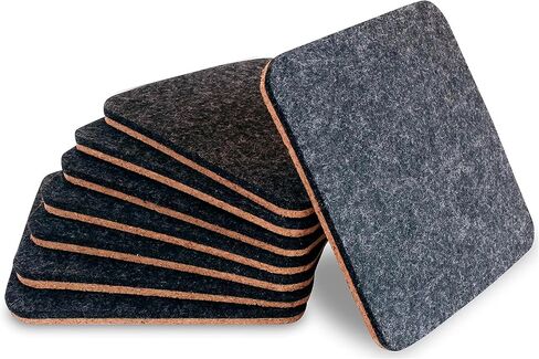 Barvivo Coasters for Drinks Absorbent- 8 Pcs Square Coasters for Coffee Table - Double Sided Felt & Cork Drink Coasters for Tabletop Protection - Suitable for Drinks, Coffee & All Table Types - Brown in Saudi Arabia