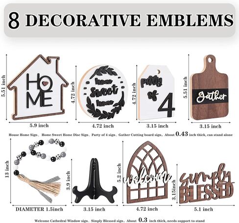 8 Pieces Farmhouse Tiered Tray Decor Set - Wooden Rustic Home Tier Tray Decorative Item for Sweet Home & Kitchen Table Party Decor in Kuwait