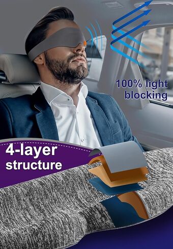 قناع النوم العطري ثلاثي الأبعاد من Hyperblock: قناع العين ثلاثي الأبعاد فائق النعومة للعلاج العطري - تعتيم كامل مع إغلاق فيلكرو قابل للتعديل - تتضمن حقيبة سفر مخملية in Kuwait