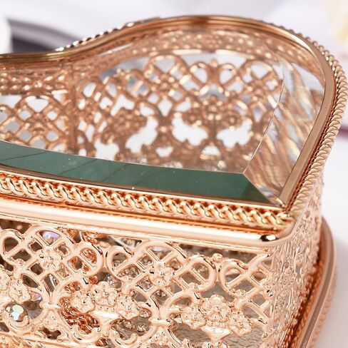 فانيروم صندوق مجوهرات زجاجي عتيق، طبق لعرض خاتم الخطوبة والزفاف، صندوق تذكاري على شكل قلب ذهبي in Kuwait