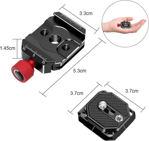 ديسفيو لوحة سريعة الفك 38 ملم، محول مشبك تثبيت كاميرا QR من خليط معدني من الالومنيوم مع فتحة برغي 1/4 انش الى 3/8 انش متوافقة مع كاميرا اركا-سويس القياسية ثلاثية القوائم in Kuwait