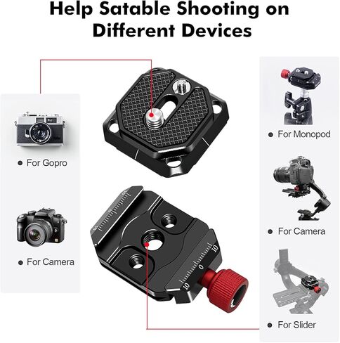 ديسفيو لوحة سريعة الفك 38 ملم، محول مشبك تثبيت كاميرا QR من خليط معدني من الالومنيوم مع فتحة برغي 1/4 انش الى 3/8 انش متوافقة مع كاميرا اركا-سويس القياسية ثلاثية القوائم in Kuwait