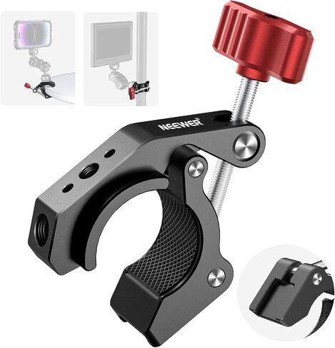 NEEWER Super Clamp with Cold Shoe and 1/4" 3/8" Threaded Holes, Max Load 4.4lb/2kg, Crab Shaped Camera Clamp Mount for Most Photography Accessories, Compatible with SmallRig Magic Arms, Black, ST84 in Kuwait