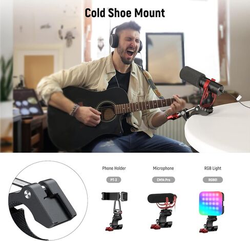 NEEWER Super Clamp with Cold Shoe and 1/4" 3/8" Threaded Holes, Max Load 4.4lb/2kg, Crab Shaped Camera Clamp Mount for Most Photography Accessories, Compatible with SmallRig Magic Arms, Black, ST84 in Kuwait