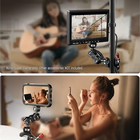 NEEWER Super Clamp with Cold Shoe and 1/4" 3/8" Threaded Holes, Max Load 4.4lb/2kg, Crab Shaped Camera Clamp Mount for Most Photography Accessories, Compatible with SmallRig Magic Arms, Black, ST84 in Kuwait