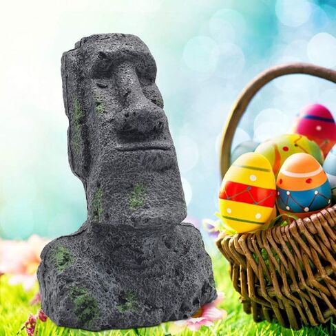Amosfun جزيرة عيد الفصح رئيس خزان الأسماك حوض السمك الحلي الكهف الجنينة ديكور المناظر الطبيعية حجم S in Saudi Arabia