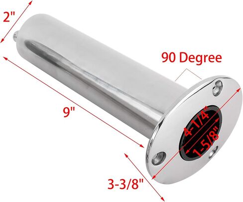 YaeMarine 2-Pack Heavy Duty Stainless Steel 316 Deluxe Rod Holders with Drain, Flush Mount Fishing Rod Pole Holders, 30 Degree /15 Degree/90 Degree in Saudi Arabia