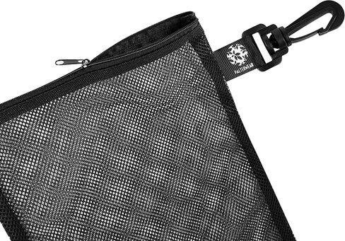 PALTERWEAR Mesh Zipper Bag with Clip - For Camping Outdoor Snorkeling - Set of 4 (Black, 10 x 15 inch) in Kuwait