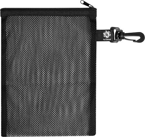 PALTERWEAR Mesh Zipper Bag with Clip - For Camping Outdoor Snorkeling - Set of 4 (Black, 10 x 15 inch) in Kuwait