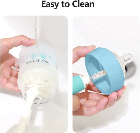 Yooforea Silicone Coated Glass Baby Bottle, 2M+ Medium Flow Nipple I Anti-Colic, Wide Neck, Stable Base I Medical-Grade Silicone Coating for Shatter Protection, BPA BPS PVC Free (2 Pack, 5 Ounce-Tea) in Saudi Arabia