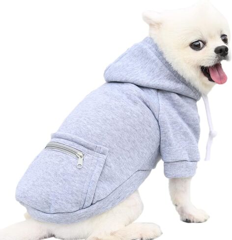 Jecikelon Dog Hoodies Warm Dog Clothes for Small Dogs Coat (Medium, Y02-Grey) in Kuwait