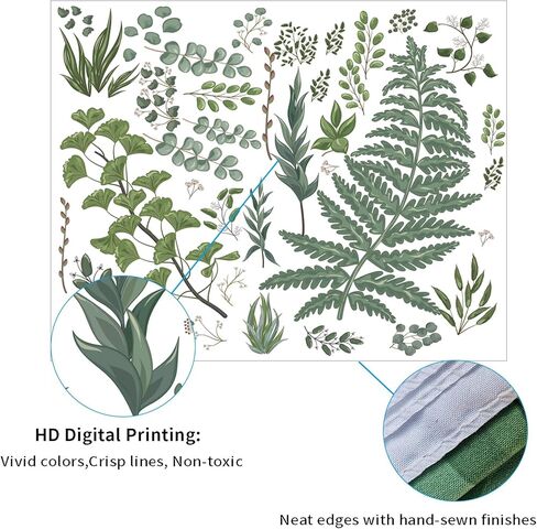 ARBINSON الأعشاب النباتية نسيج الجدار شنقا الطبيعة Wildfloral الربيع الأخضر الأبيض نسيج لغرفة النوم الجمالية النوم غرفة المعيشة ديكور المنزل (59.1 "× 82.7"، الأخضر والأبيض) in Kuwait