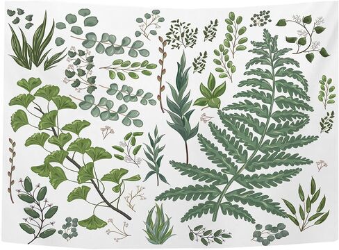 ARBINSON الأعشاب النباتية نسيج الجدار شنقا الطبيعة Wildfloral الربيع الأخضر الأبيض نسيج لغرفة النوم الجمالية النوم غرفة المعيشة ديكور المنزل (59.1 "× 82.7"، الأخضر والأبيض) in Kuwait