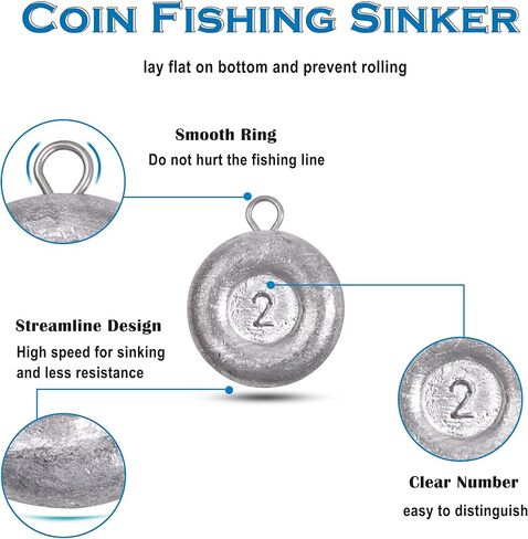 Coin Fishing Sinker Weights Round Flat Fish Weight Sinkers Saltwater for Bottom Fishing 1oz 2oz 3oz 4oz 5oz 6oz 8oz in Saudi Arabia