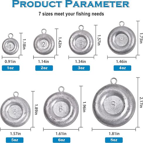 Coin Fishing Sinker Weights Round Flat Fish Weight Sinkers Saltwater for Bottom Fishing 1oz 2oz 3oz 4oz 5oz 6oz 8oz in Saudi Arabia