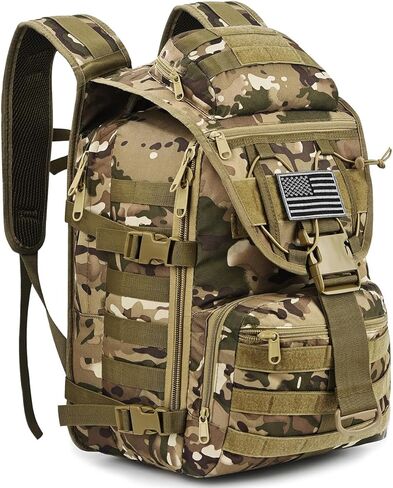 MIYCOO Military Tactical Backpack for Men, Large Waterproof Army Backpack & Assault Pack, Molle Bag 3 Day Bug Out Bag, Hiking & Hunting Rucksack, Police Backpack - 40L Camo Forest in Kuwait