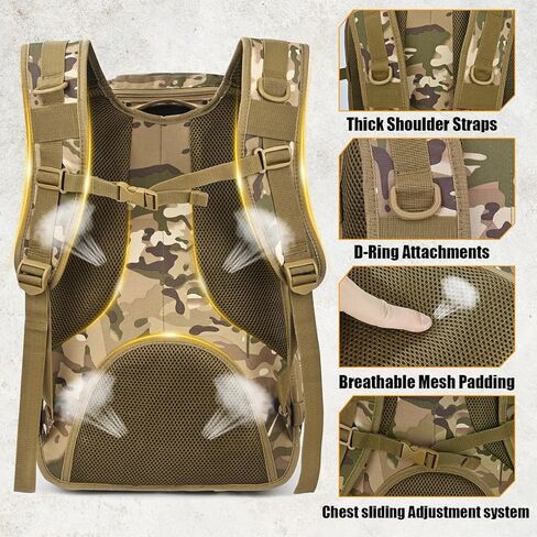 MIYCOO Military Tactical Backpack for Men, Large Waterproof Army Backpack & Assault Pack, Molle Bag 3 Day Bug Out Bag, Hiking & Hunting Rucksack, Police Backpack - 40L Camo Forest in Kuwait