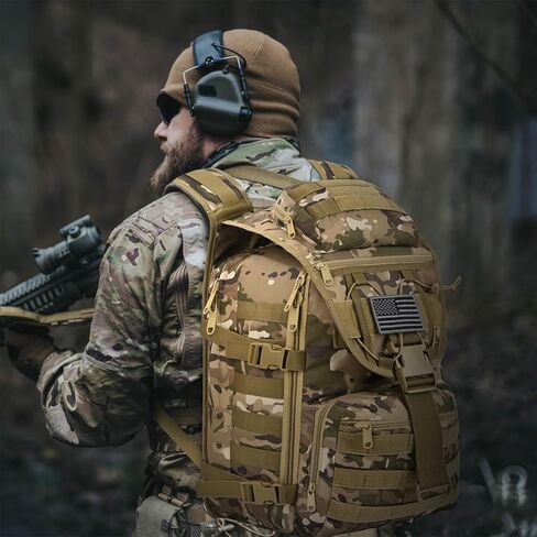 MIYCOO Military Tactical Backpack for Men, Large Waterproof Army Backpack & Assault Pack, Molle Bag 3 Day Bug Out Bag, Hiking & Hunting Rucksack, Police Backpack - 40L Camo Forest in Kuwait