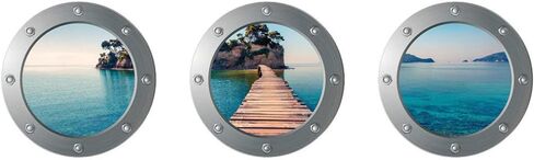 ملصق حائط BESPORTBLE جداري منظر الشاطئ، ملصق حائط ثلاثي الأبعاد قابل للإزالة على نافذة شاطئ البحر، ديكور فني للمنزل لغرفة النوم والحمام والحضانة وغسالة ستيكر in Kuwait