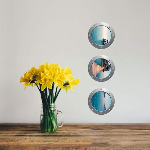 ملصق حائط BESPORTBLE جداري منظر الشاطئ، ملصق حائط ثلاثي الأبعاد قابل للإزالة على نافذة شاطئ البحر، ديكور فني للمنزل لغرفة النوم والحمام والحضانة وغسالة ستيكر in Kuwait