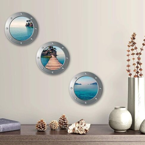 ملصق حائط BESPORTBLE جداري منظر الشاطئ، ملصق حائط ثلاثي الأبعاد قابل للإزالة على نافذة شاطئ البحر، ديكور فني للمنزل لغرفة النوم والحمام والحضانة وغسالة ستيكر in Kuwait