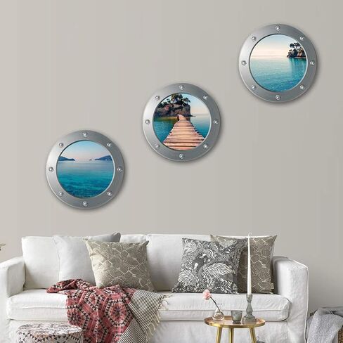 ملصق حائط BESPORTBLE جداري منظر الشاطئ، ملصق حائط ثلاثي الأبعاد قابل للإزالة على نافذة شاطئ البحر، ديكور فني للمنزل لغرفة النوم والحمام والحضانة وغسالة ستيكر in Kuwait