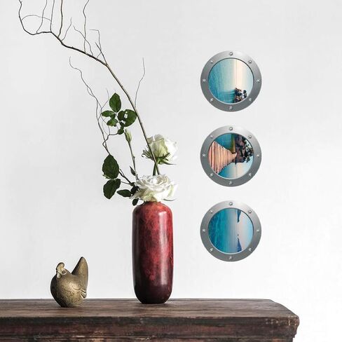 ملصق حائط BESPORTBLE جداري منظر الشاطئ، ملصق حائط ثلاثي الأبعاد قابل للإزالة على نافذة شاطئ البحر، ديكور فني للمنزل لغرفة النوم والحمام والحضانة وغسالة ستيكر in Kuwait