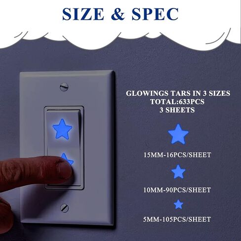 ملصقات تتوهج في الظلام - 633 قطعة من الملصقات ذاتية اللصق على شكل نجمة، ملصقات فلورسنت ثلاثية الأبعاد لغرفة نوم الأطفال وغرفة المعيشة لتزيين المنزل باللون البرتقالي in Kuwait