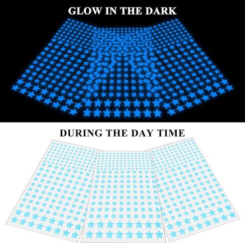 ملصقات تتوهج في الظلام - 633 قطعة من الملصقات ذاتية اللصق على شكل نجمة، ملصقات فلورسنت ثلاثية الأبعاد لغرفة نوم الأطفال وغرفة المعيشة لتزيين المنزل باللون البرتقالي in Kuwait