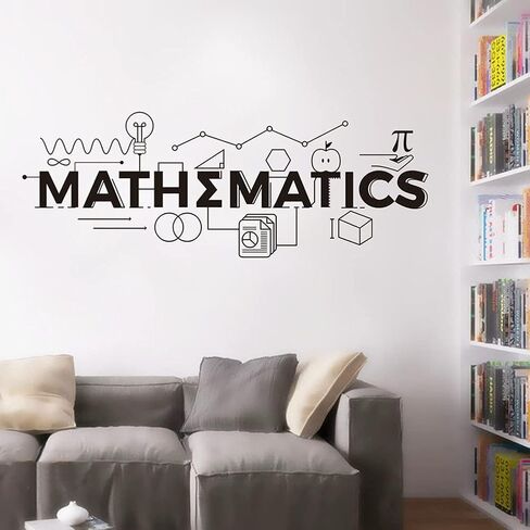 17x44 بوصة غرفة الأطفال الرياضيات علامة ملصقات الحائط الرياضيات التعليم الفينيل الشارات المدرسة الفصول الدراسية الديكور تحفيزية ملصق جدار الجداريات HQ951 (أسود) in Kuwait