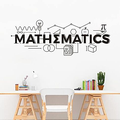 17x44 بوصة غرفة الأطفال الرياضيات علامة ملصقات الحائط الرياضيات التعليم الفينيل الشارات المدرسة الفصول الدراسية الديكور تحفيزية ملصق جدار الجداريات HQ951 (أسود) in Kuwait