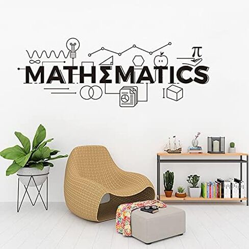 17x44 بوصة غرفة الأطفال الرياضيات علامة ملصقات الحائط الرياضيات التعليم الفينيل الشارات المدرسة الفصول الدراسية الديكور تحفيزية ملصق جدار الجداريات HQ951 (أسود) in Kuwait